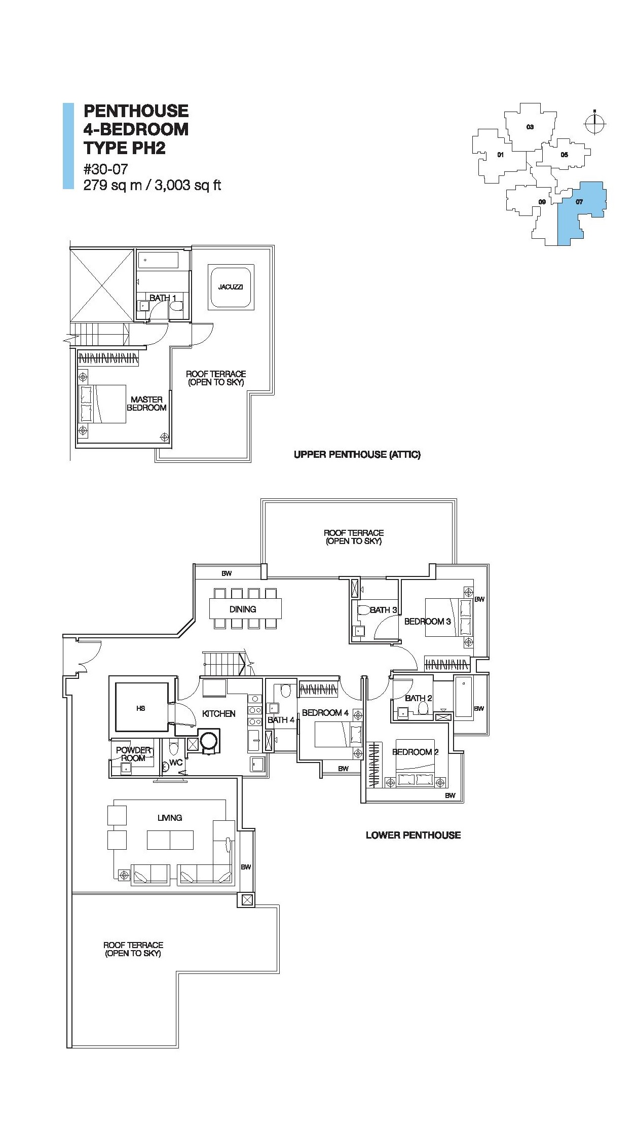 Cityscape 4 Bedroom Penthouse Type PH2 Floor Plans